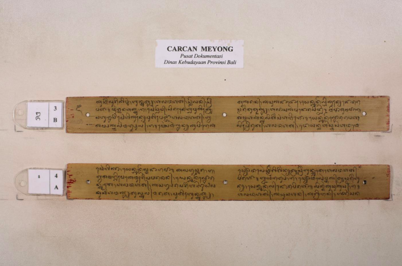 Photograph of lontar leaf from Carcan Meyong (a taxonomy of cats) on PalmLeaf.org
